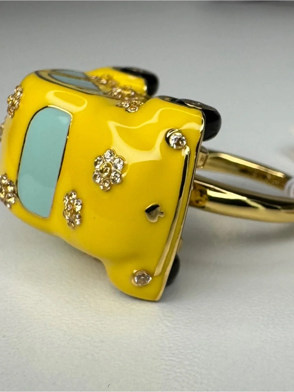 Kate Spade Off We Go Beetle Bug Yellow Car Ring Size 8 NWT